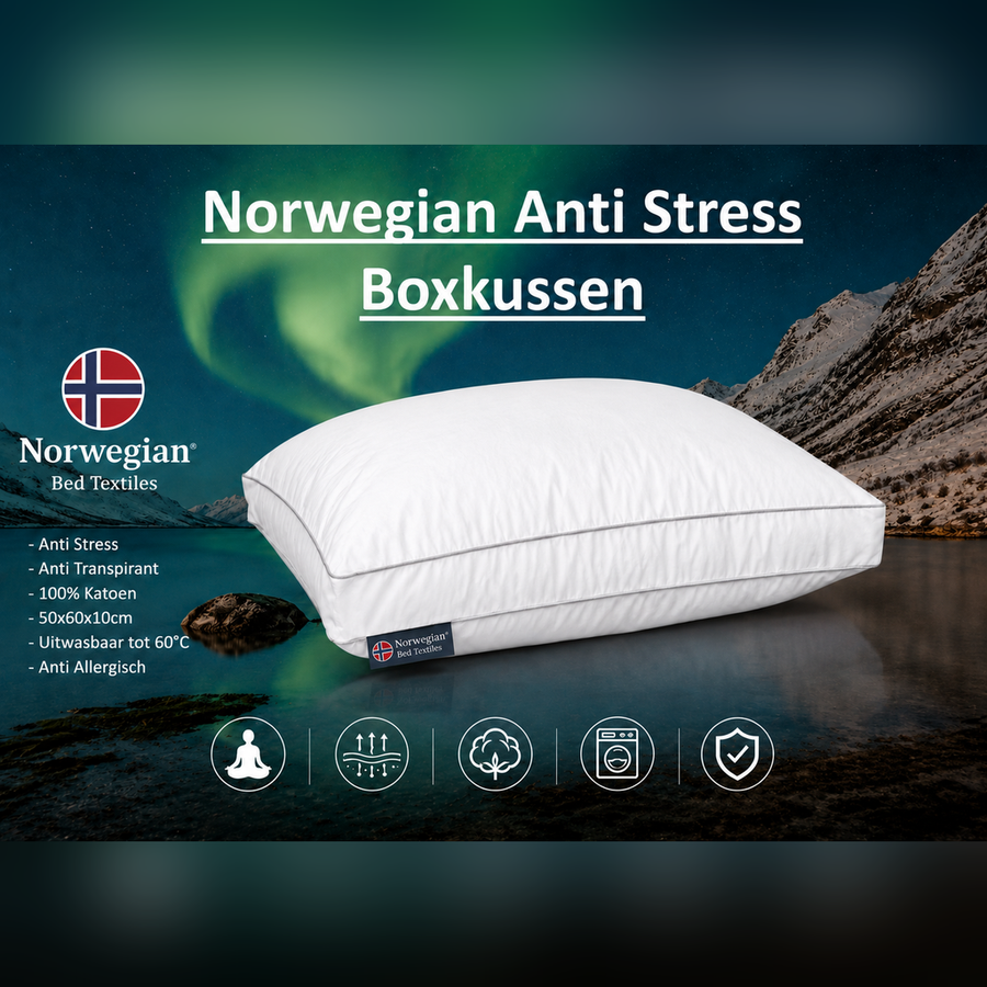 Norwegian Anti-Stress Boxkussen | 800 gram Hollowfiber | Wasbaar — foto 2