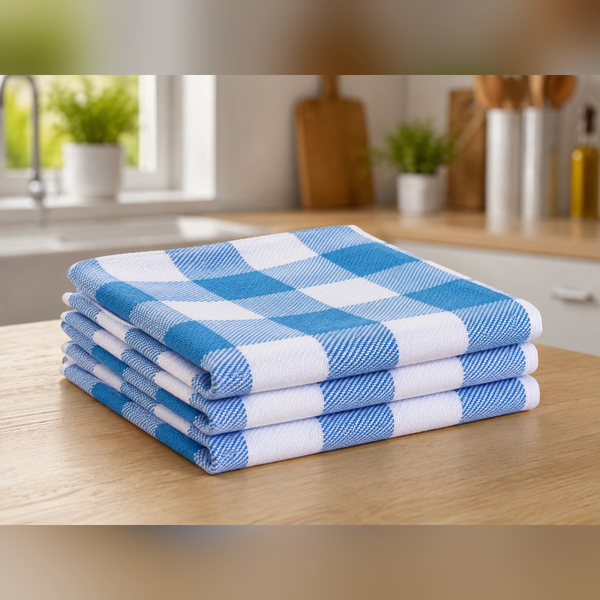 Theedoeken Geblokt Blauw | 60x60 cm | 100% Katoen