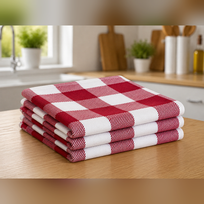 Theedoeken Geblokt Rood | 60x60cm | 100% katoen