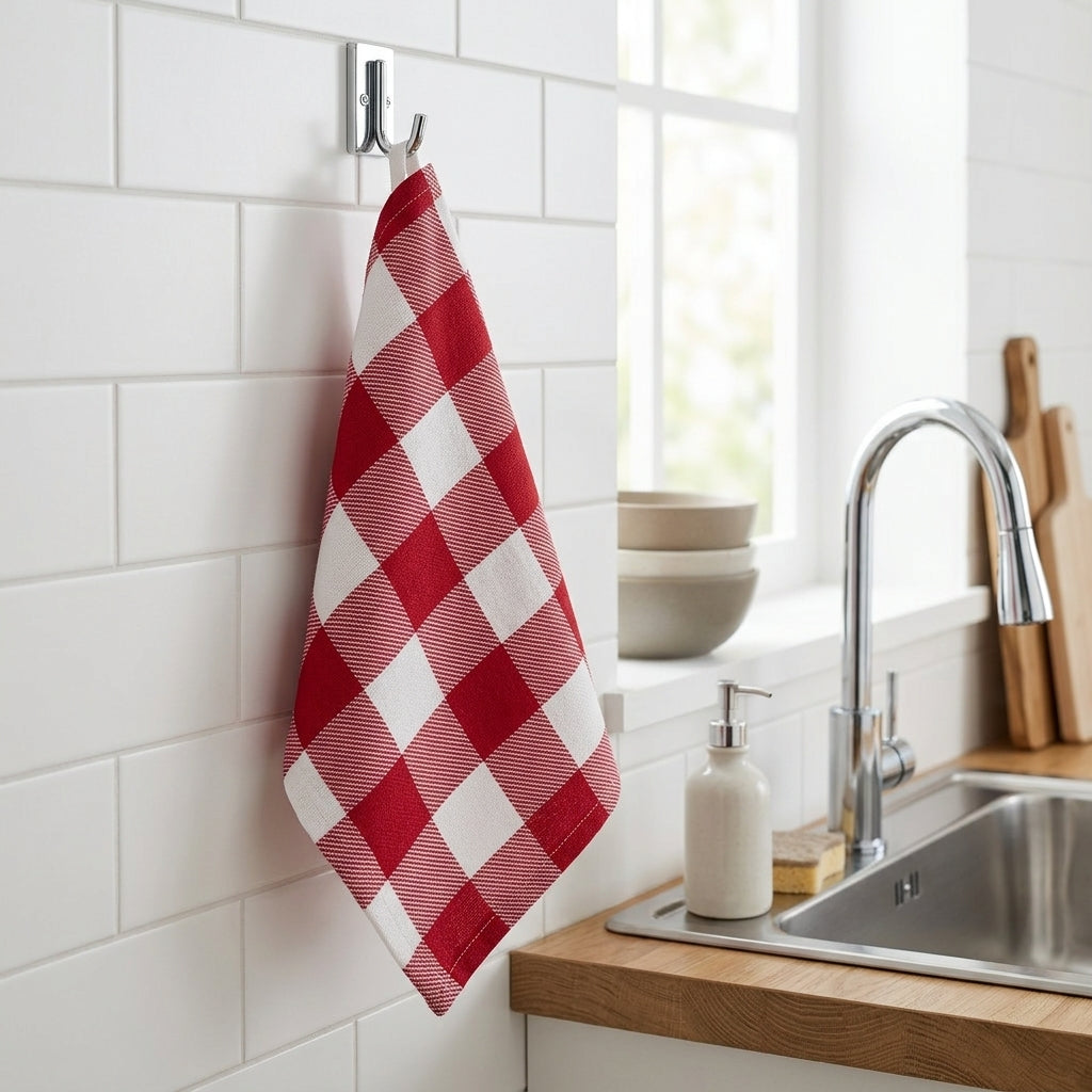 Theedoeken Geblokt Rood | 60x60cm | 100% katoen