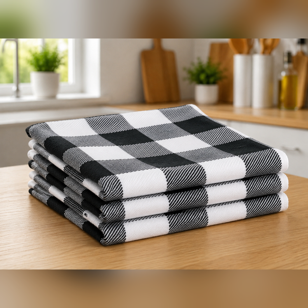 Theedoeken Geblokt Zwart | 60x60cm | 100% katoen